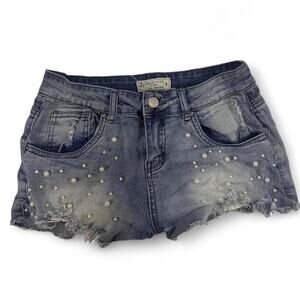 Angel Kiss Los Angels Pearl Detail Denim Shorts womens size 7 Perfect for summer